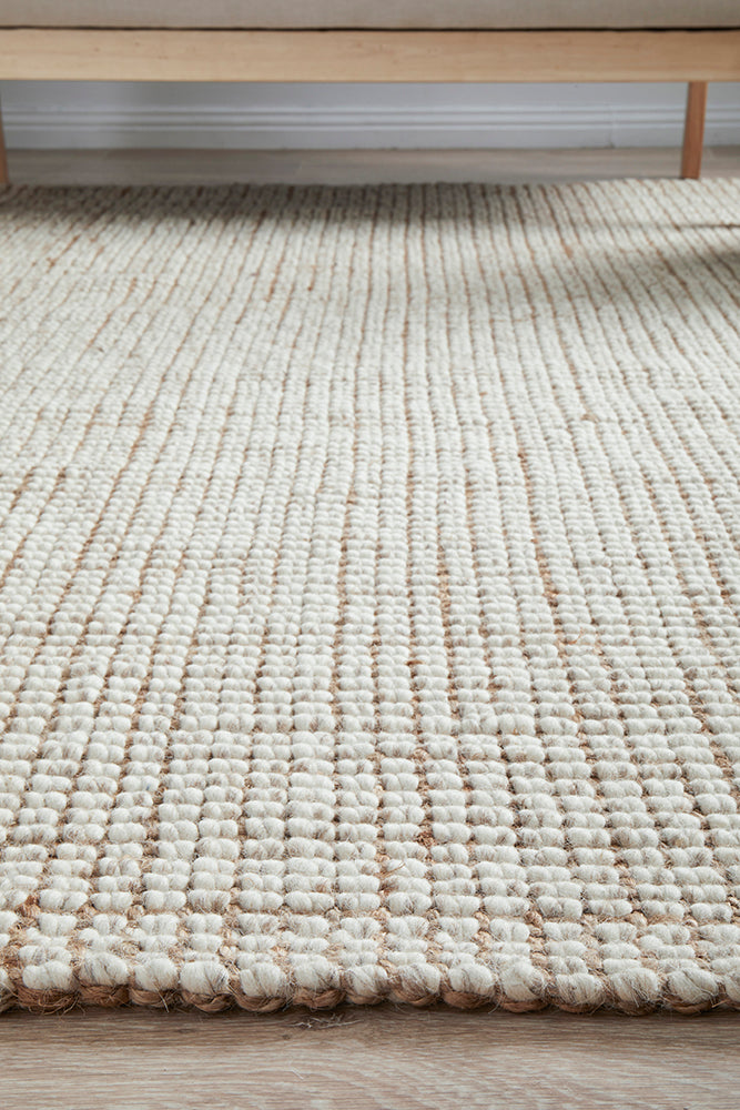 Arabella Natural Runner Rug Hand Loomed Floor Carpet Mat