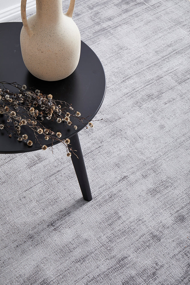 Bliss Grey Viscose Floor Rug