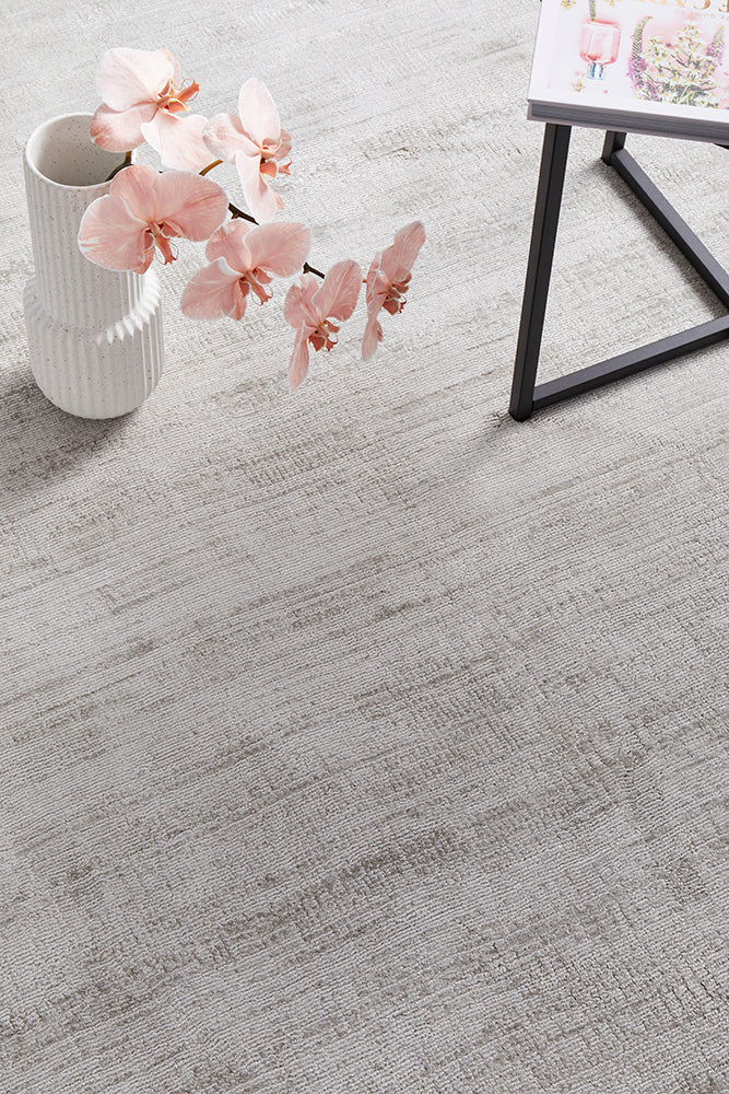 Bliss Silver Viscose Floor Rug