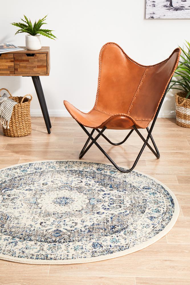 Evoke Mist White Transitional Round Rug