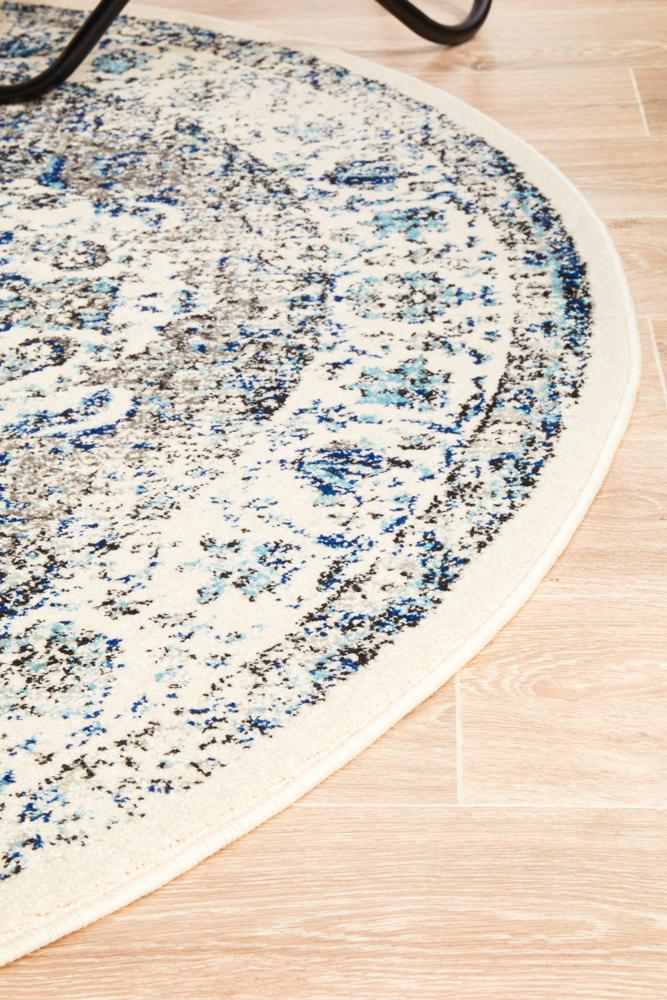 Evoke Mist White Transitional Round Rug