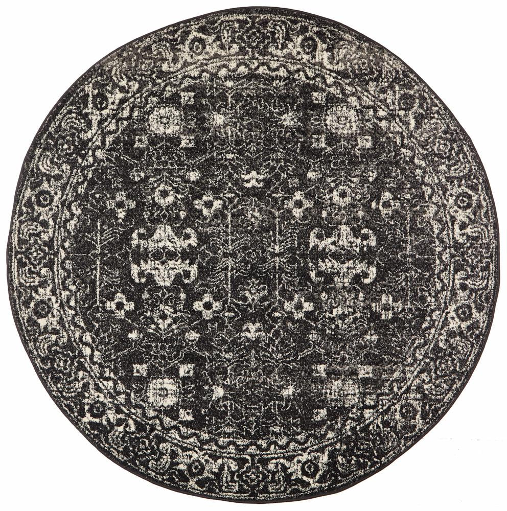 Evoke Estella Charcoal Transitional Round Rug