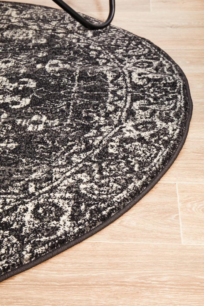 Evoke Estella Charcoal Transitional Round Rug