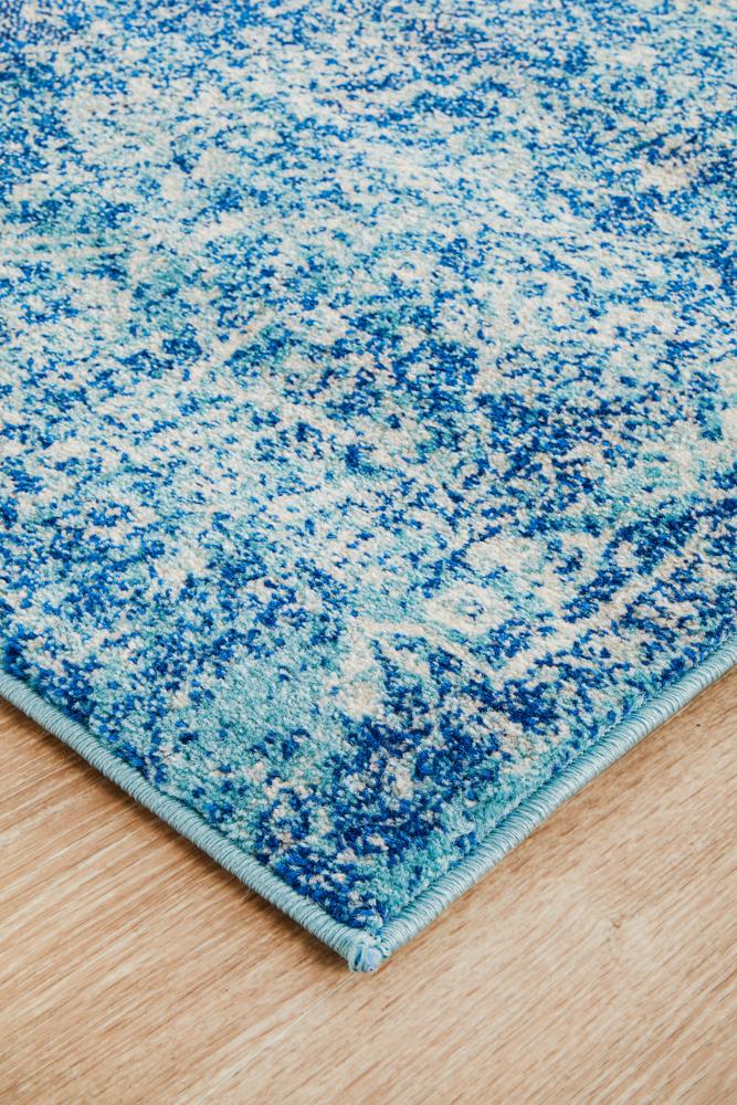 Evoke Muse Blue Transitional Runner Rug