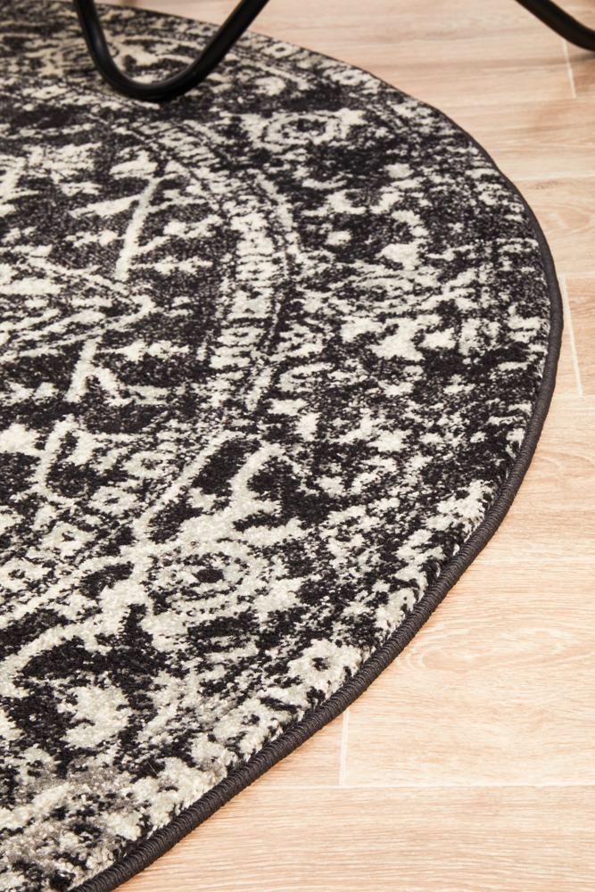 Evoke Scape Charcoal Transitional Round Rug