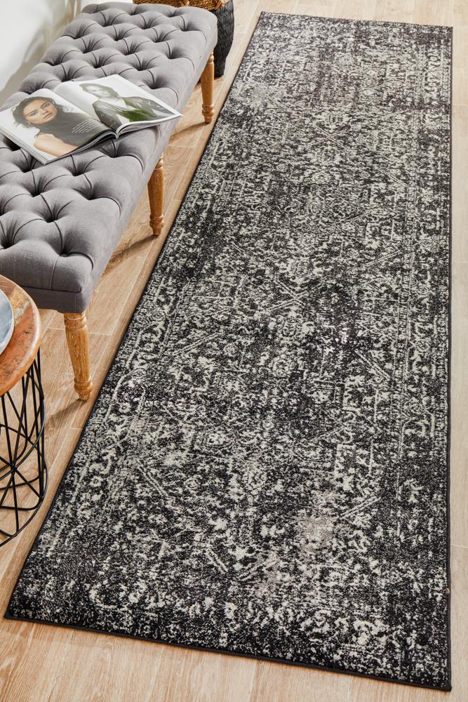 Evoke Scape Charcoal Transitional Runner Rug