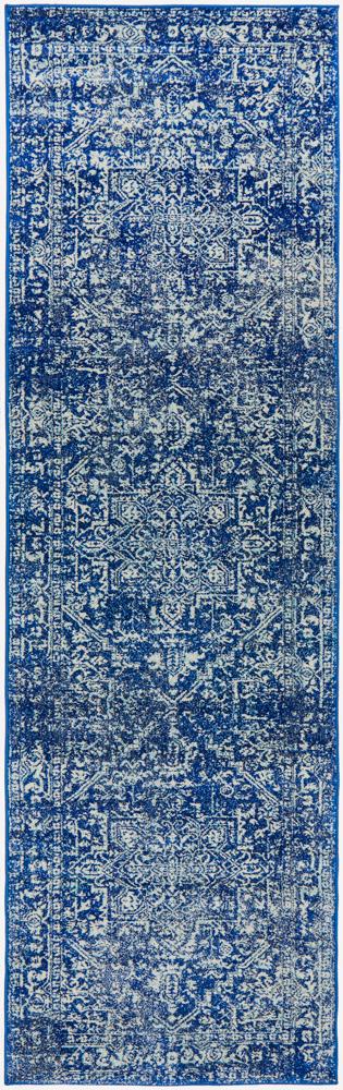 Evoke Contrast Navy Transitional Runner Rug