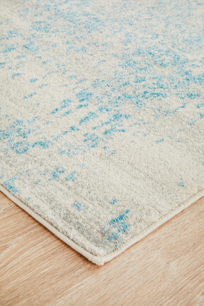 Evoke Glacier White Blue Transitional Runner Rug