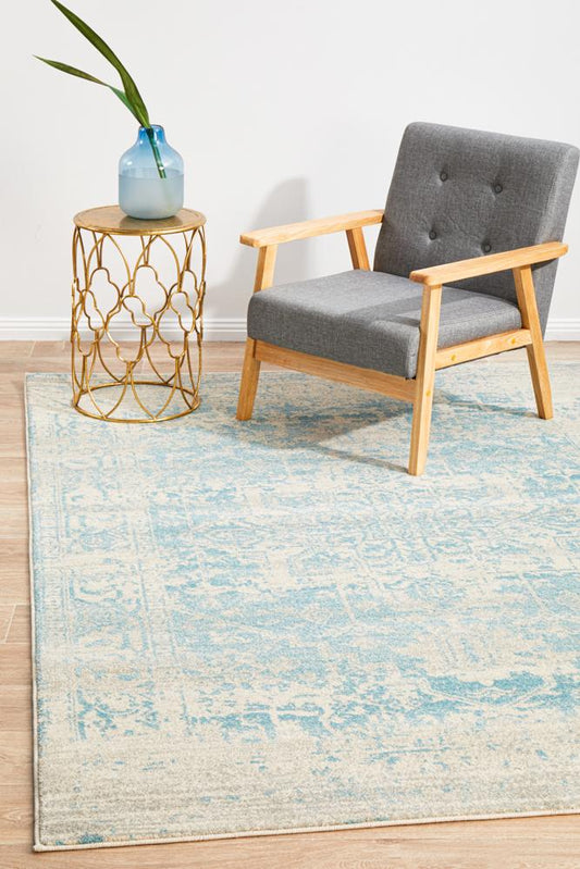 Evoke Glacier White Blue Transitional Rug