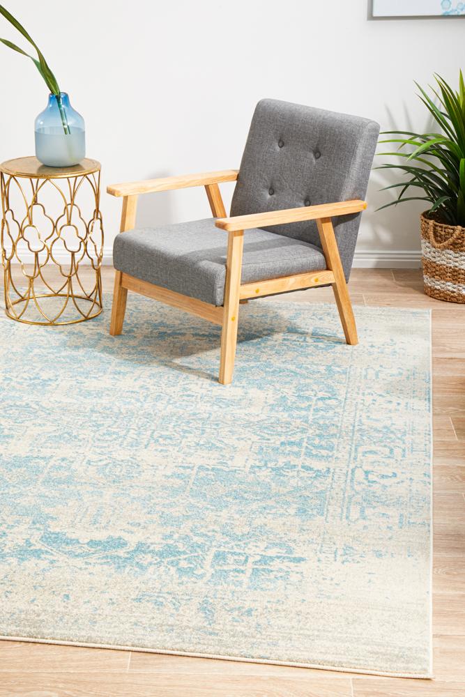 Evoke Glacier White Blue Transitional Rug