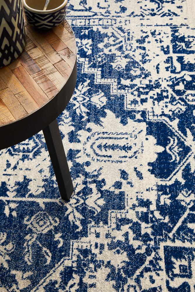 Evoke Horizon White Navy Transitional Rug