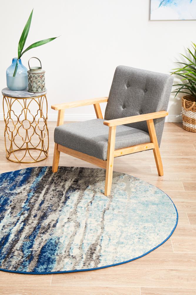 Evoke Transpose Blue Transitional Round Rug