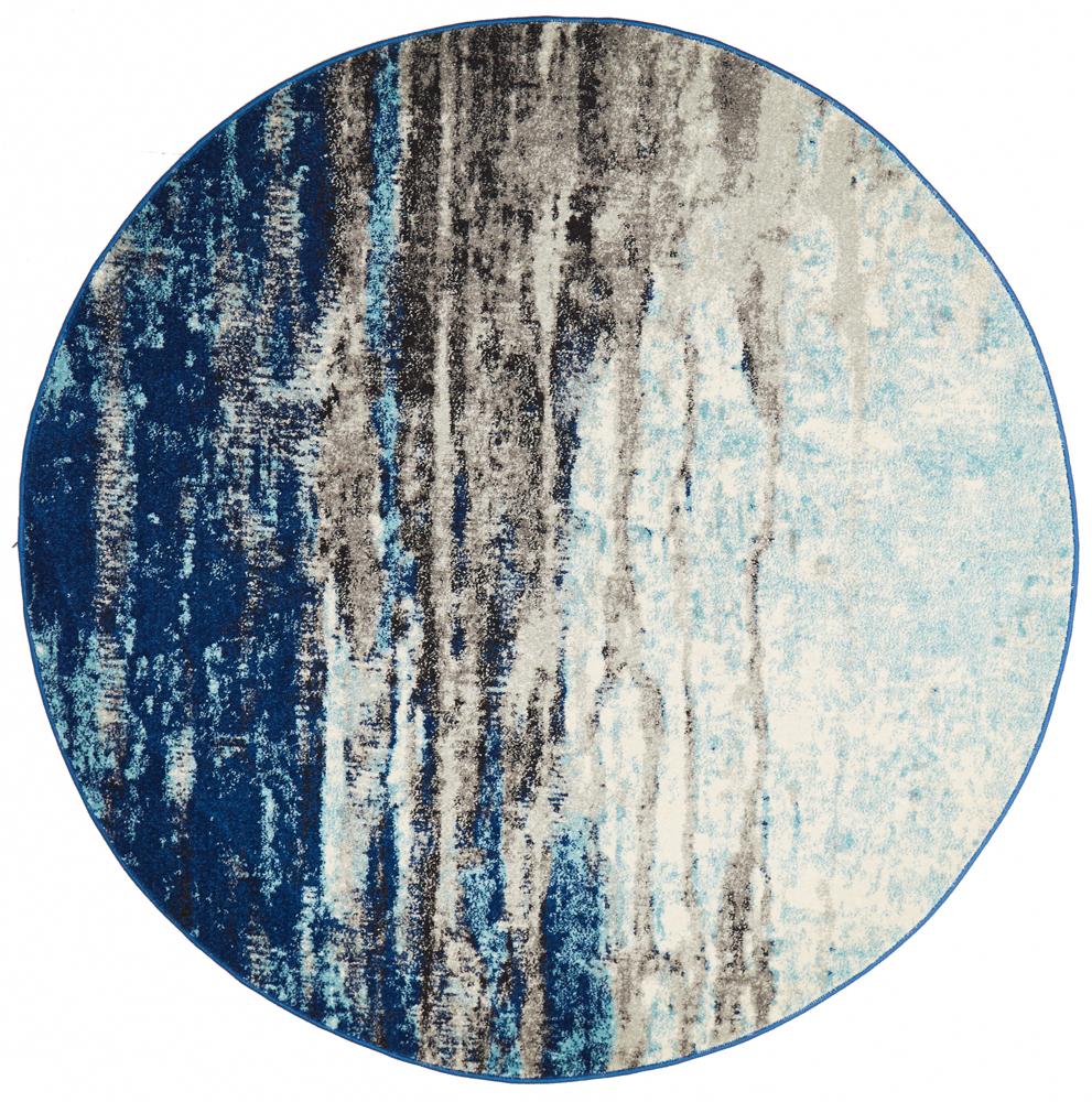 Evoke Transpose Blue Transitional Round Rug