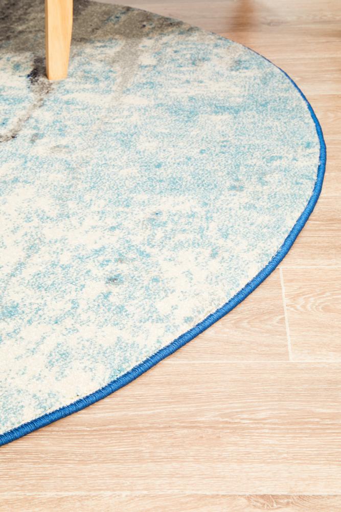 Evoke Transpose Blue Transitional Round Rug