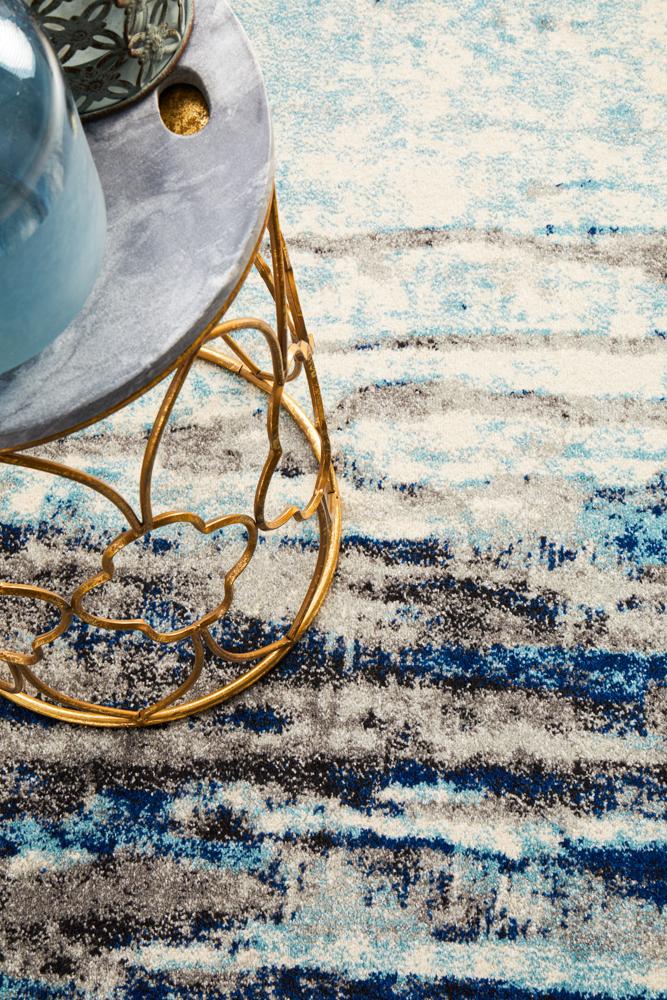 Evoke Transpose Blue Transitional Round Rug