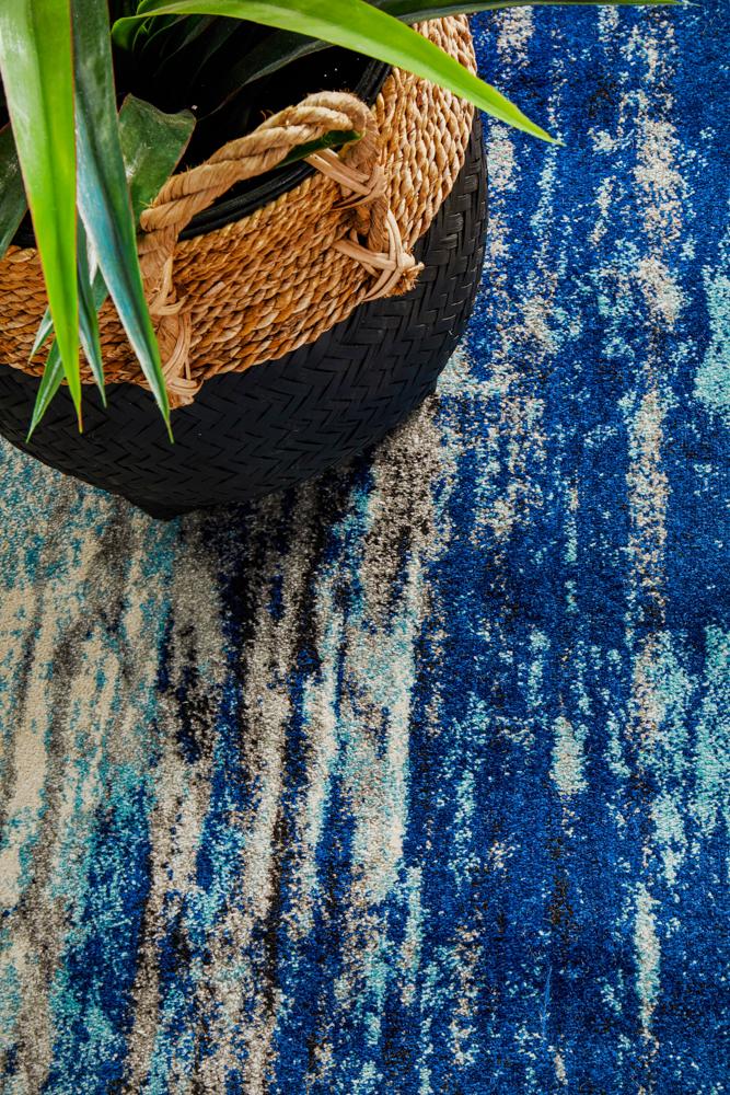 Evoke Transpose Blue Transitional Runner Rug