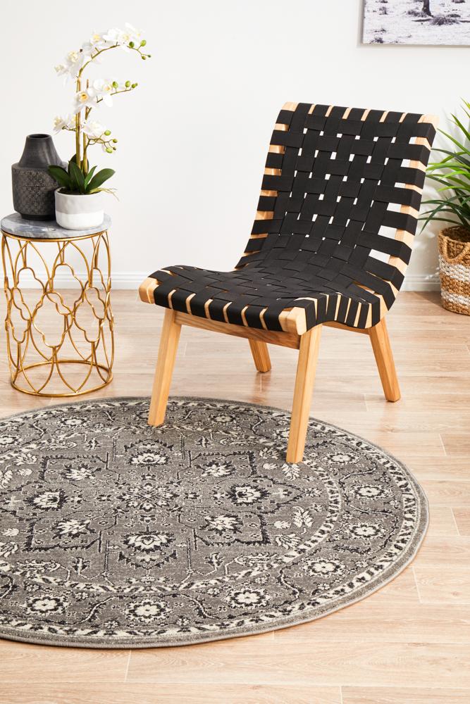 Evoke Stone Grey Transitional Round Rug