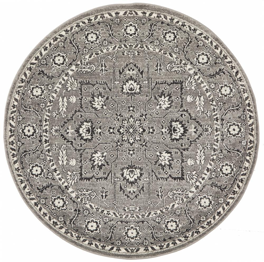 Evoke Stone Grey Transitional Round Rug