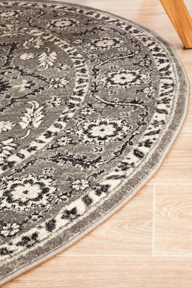 Evoke Stone Grey Transitional Round Rug