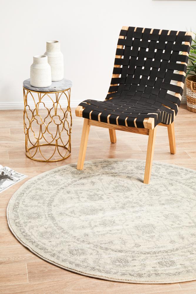 Evoke Winter White Transitional Round Rug