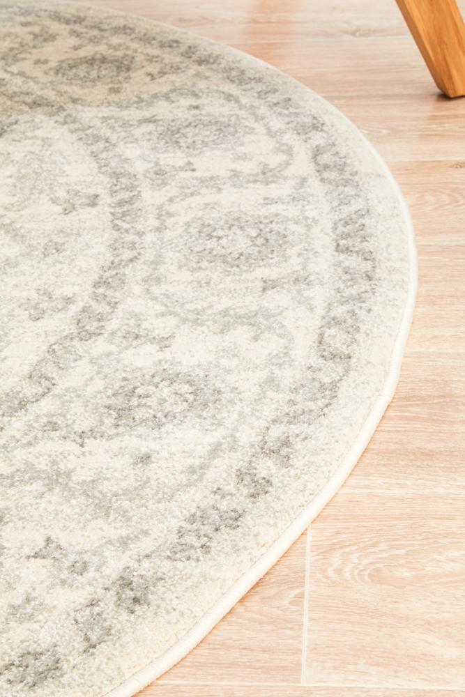 Evoke Winter White Transitional Round Rug