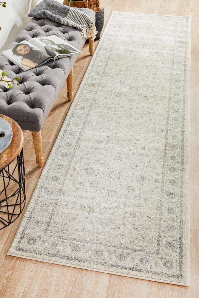 Evoke Winter White Transitional Runner Rug