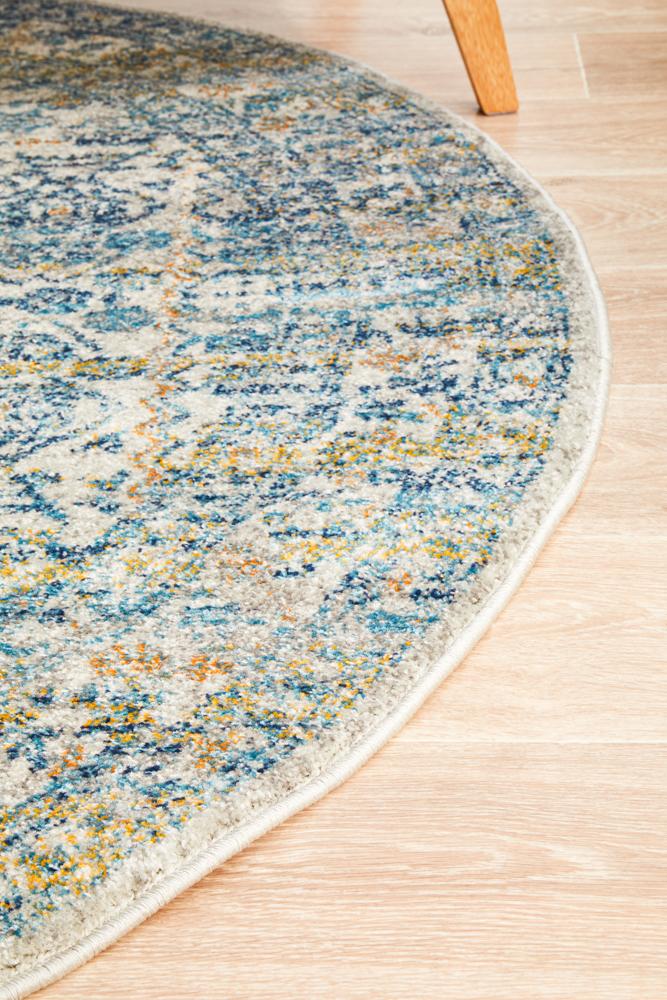 Evoke Duality Silver Transitional Round Rug